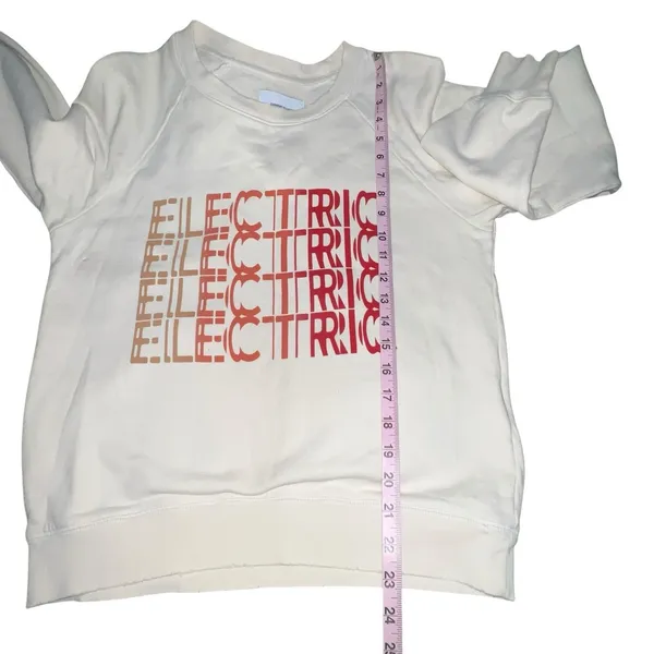 Current/Elliott Womens Top Electric Crewneck Graphic Sweatshirt‎ Size 0 Ivory - Image 5