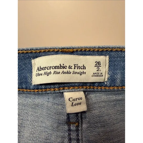 Abercrombie & Fitch Curve Love Ultra High Rise Ankle Straight Distressed 26 LONG - Image 3