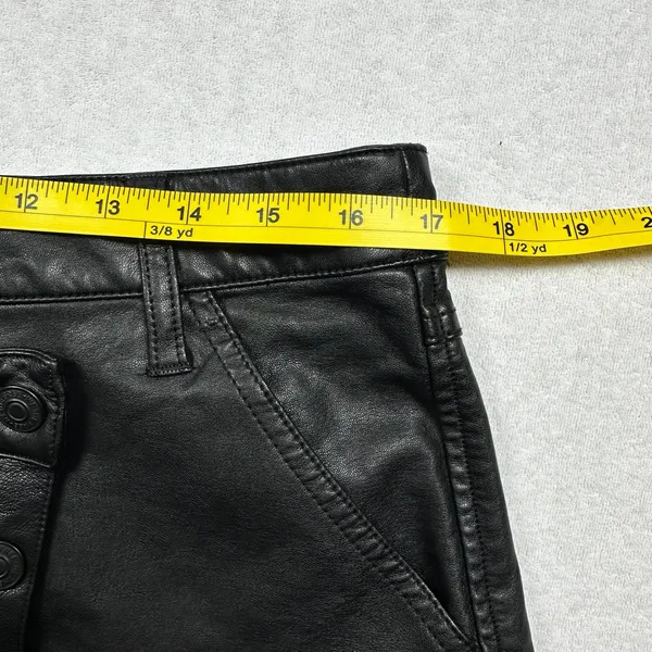 We The Free Leather Mini Skirt Black Size 31 Free People Button Front Moto Skirt - Image 8