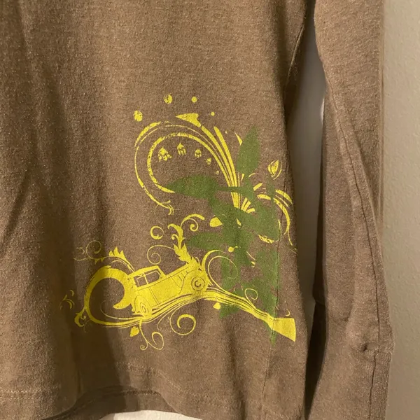 Carhartt For Women Tan‎ Long Sleeve V-Neck T-Shirt Classic Car Size Small - Image 2