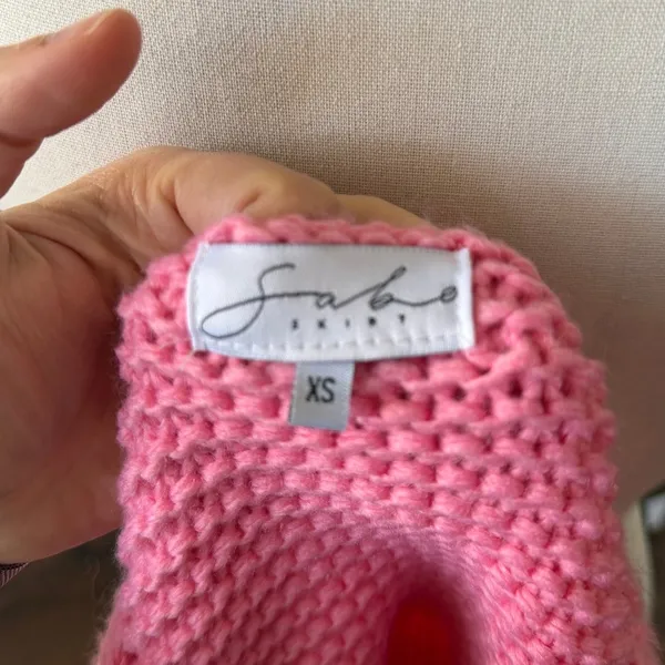Sabo Skirt Bubblegum Pink Knit Short Puff Sleeve Sweater - Image 4