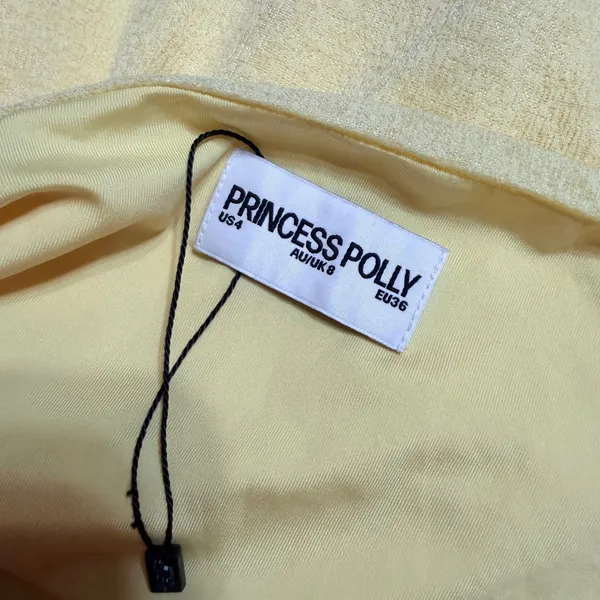 Princess Polly Yellow Textured Midi Skirt High Waisted Side Ruched US 4 - Image 6