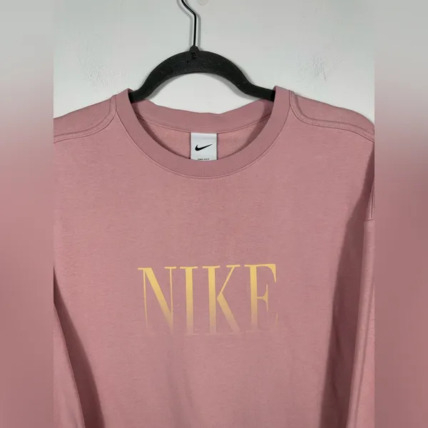 Nike Dri-FIT Get Fit Fleece‎ Crew Sweatshirt Womens L Pink DD5282-630 - Image 6