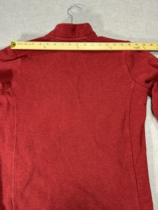 Orvis Quarter Zip Pullover Size M Red Gingham Ribbed Knit - Image 6