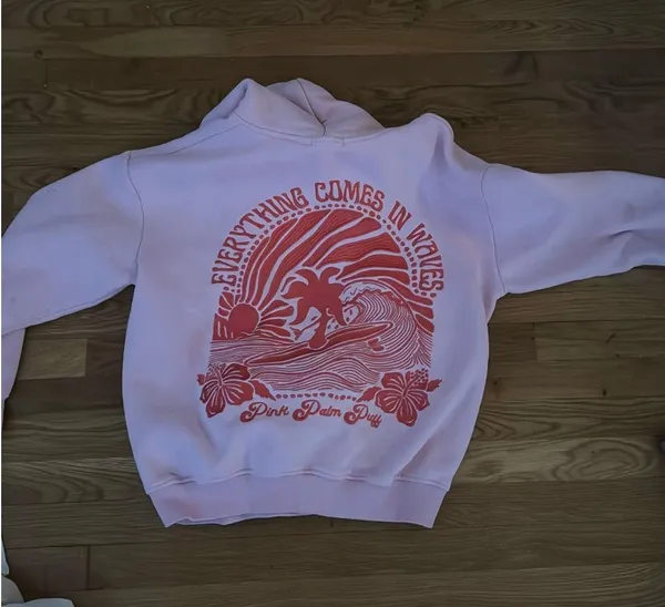 Pink Palm Puff Hoodie - Image 2