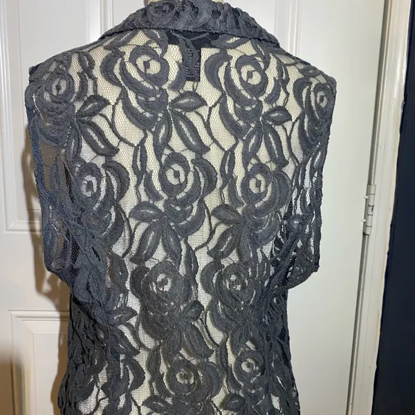 INC Slate Gray Lacy Vest Top Silver Size XL - Image 6