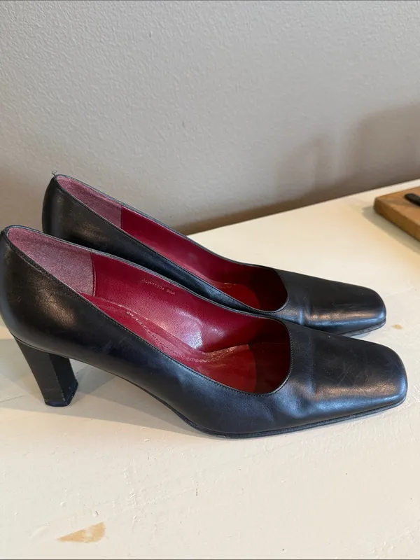 Ralph Lauren LAUREN RL Classic Black Leather Square-Toe Pumps 8AA Preppy Old Money Minimalist - Image 12