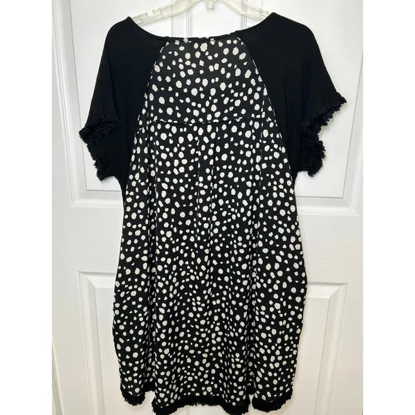 Umgee Women's XL Black Fringe Hem Tunic Dress Casual Boho Summer‎ Cover Up - Image 7