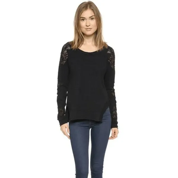 Free People Black Lace Outer Sunset Open Back Tunic Long Sleeve Top M - Image 11