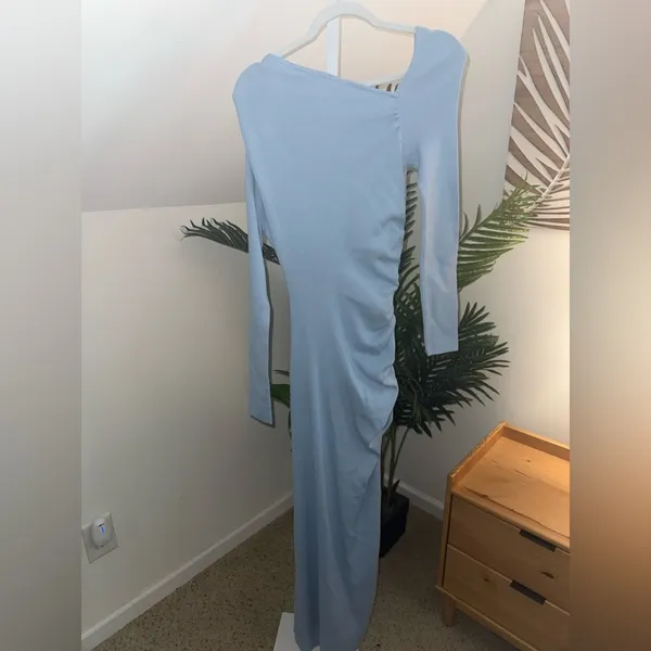Sau Lee sky Blue‎ Knit maxi dress sz XS - Image 7