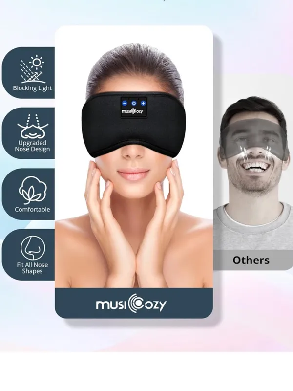 Black Sleep Mask with Built-In Headphones - Image 2