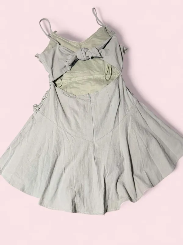 Selfie Leslie Lightweight Boho Sage Green Spaghetti Strap Dress - Image 3