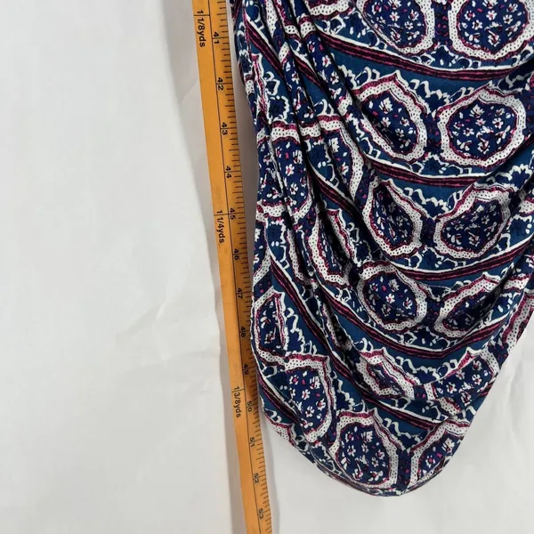 Anthropologie Moulinette Soeurs Medea Ruched Column Dress‎ Womens Large Blue Geo - Image 10