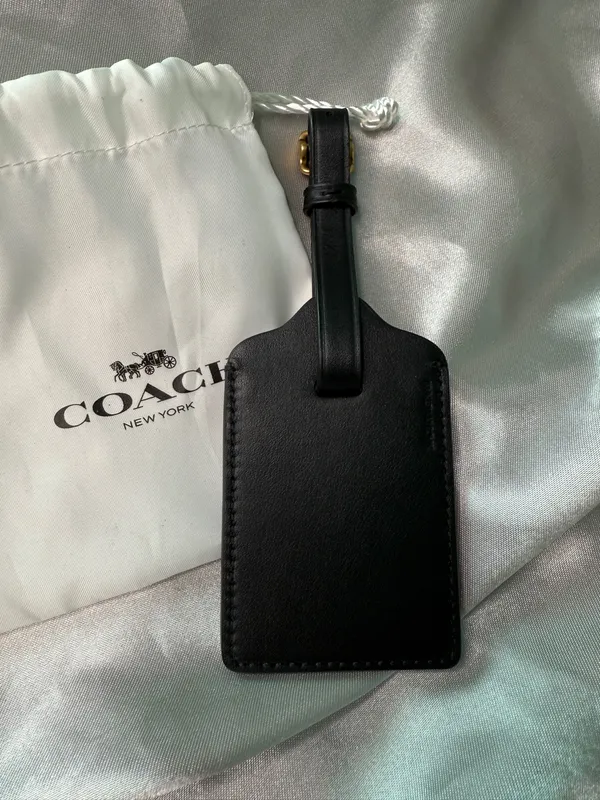 NEW! Rare Vintage Coach Black Leather Luggage Tag - Image 2