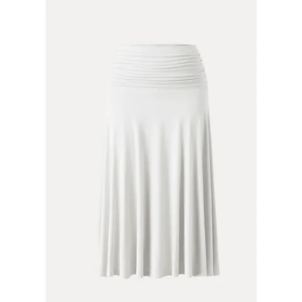 OGLmove Pure White Flowy Side Ruched A-Line Midi Skirt Size Medium New - Image 2