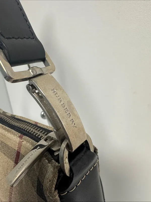 Burberry Suede Nova Check Vintage Shoulder Bag Leather Luxury Classy - Image 3