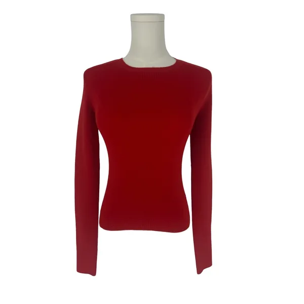Alice + Olivia Ciara Bright Red‎ Ribbed Cropped Pullover Sweater XS - Image 2