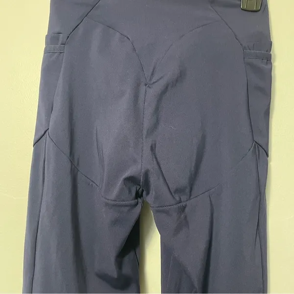 Gymshark Crossover‎ Waist Navy Yellow Asymmetrical Leggings Women’s Size Small - Image 6