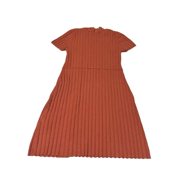 FREE PEOPLE Lottie Coral‎ Ribbed Small Button Front Mock Neck Sweater Dress M7-3 - Image 8