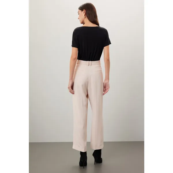 BA&SH Off-White Crepe Pleated Front Zipper Oxford Style Shen Pants Size US 8 - Image 2
