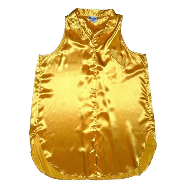Vintage Stefanie Lingerie Slip‎ Dress L Chemise Button Golden Yellow Hong Kong - Image 8