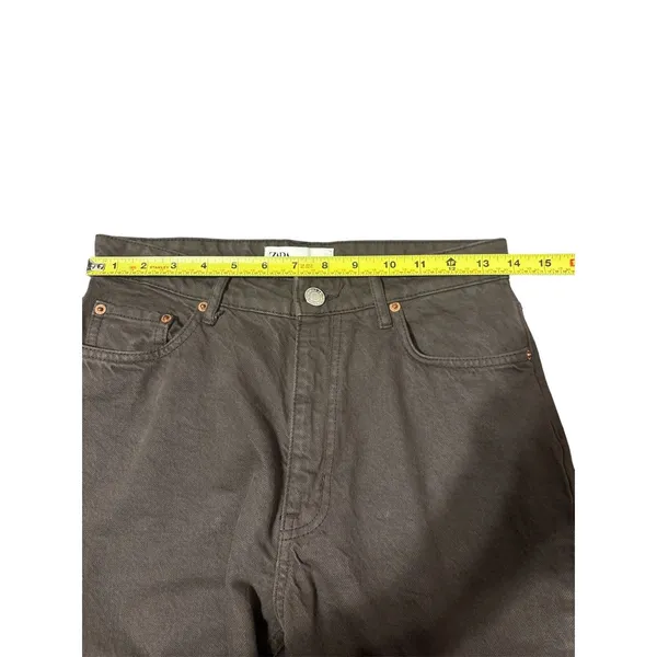 Zara High Rise Straight Leg Jeans Size 4 Brown Taupe Signature Denim - Image 3