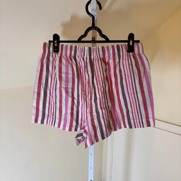 Auden NWT Women's Pink Striped Flannel Sleep Short Size M - Image 5