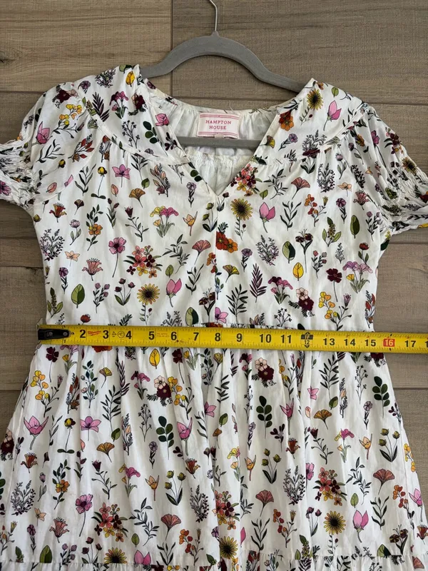 Tuckernuck Hampton House Ivory Floral Botanical Long Sleeve Boho Mini Dress XS - Image 9