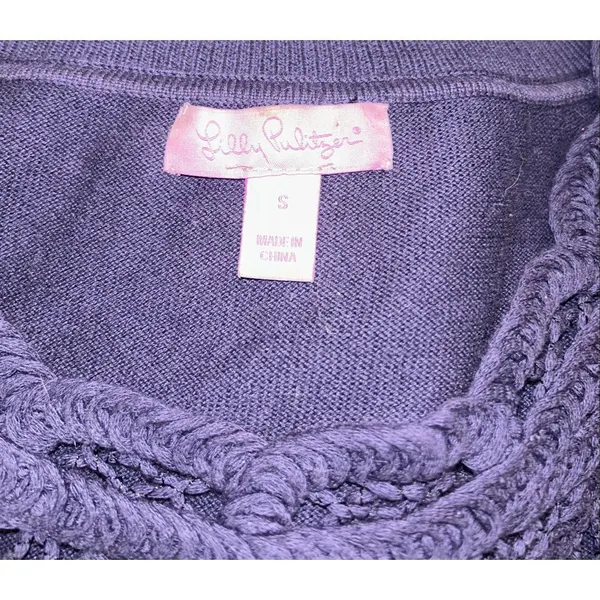 Women’s Navy Blue Lilly Pulitzer Crochet Top Size S - Image 3