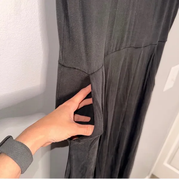 Quince Tencel Jersey Midi Dress Women Large Black Excellent Short Sleeve Pocket - Image 2