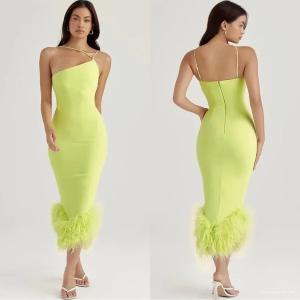 NWOT House of CB ‘Alessia’ Lime Feathered Midi Dress sz XS - Image 2