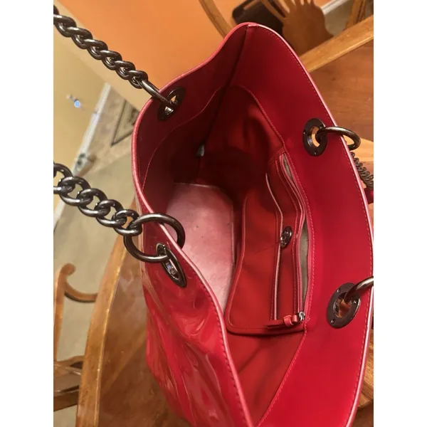 DKNY By Donna Karan Large Red Patent Tote Bag - Image 11