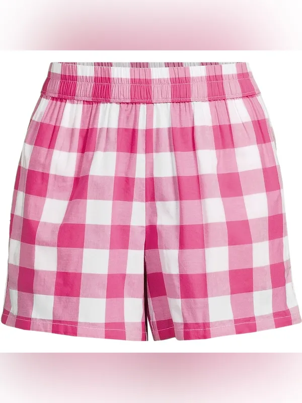 Lands' End Poplin Sleep Boxer Shorts size XL NWT Hot Pink‎ Gingham - Image 2