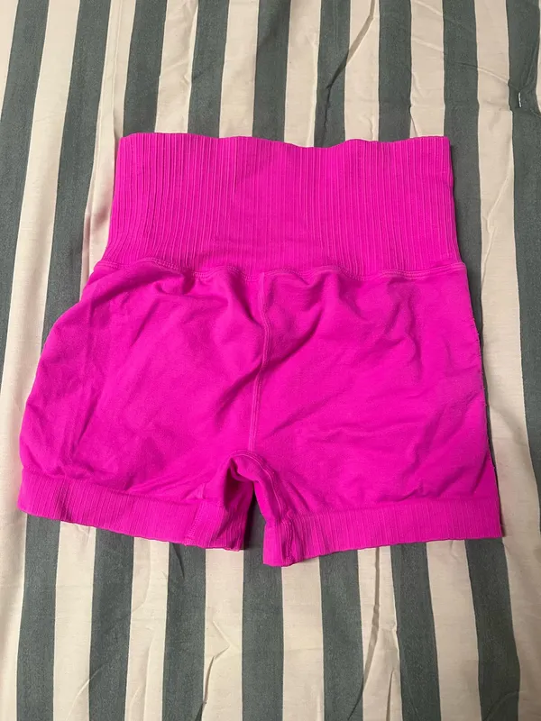 Free People Good Karma High Rise 2.75 Biker Shorts Neon Pink - Image 2