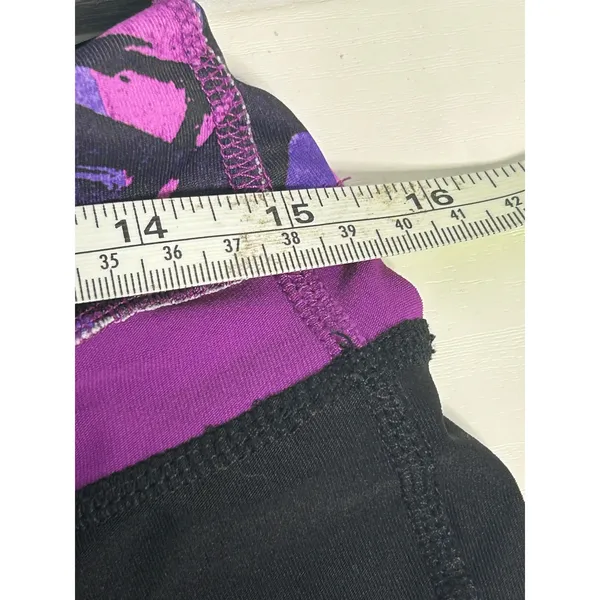 Xersion Black Athletic Capri Leggings Purple Drawstring Size Large - Image 5