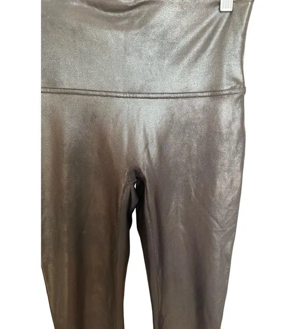 Spanx SPANXshape™ Faux Leather Leggings Women’s Size L Black Compression 2437 - Image 6