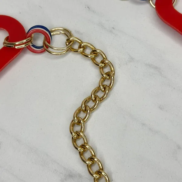 Vintage Red White Blue Plastic Chain Belt Medium/Large (M/L) ✨ - Image 12