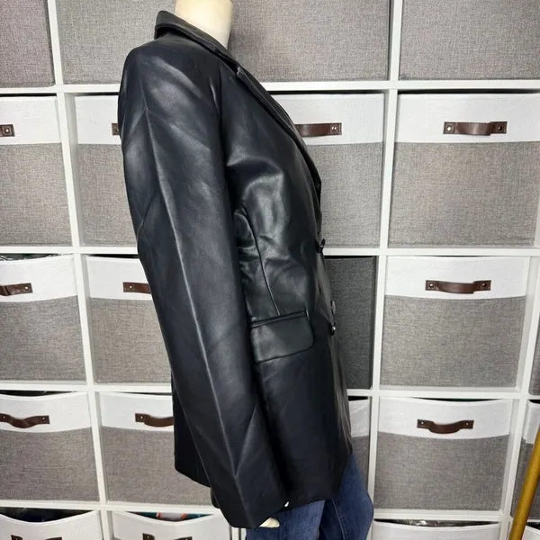 Akira Double Breasted Vegan Leather Blazer Jacket Size Large - Image 4