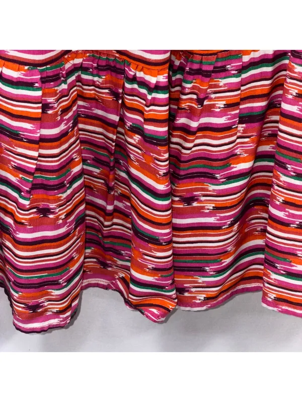 LOFT Striped Tiered Midi Dress Size 12 Pink Red - Image 6