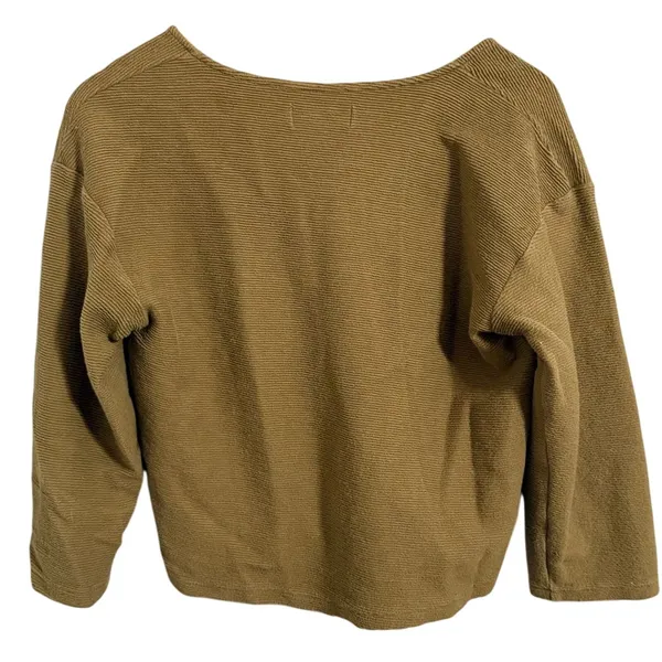 Texture‎ & Thread Madewell Olive Green Ribbed Knit Tie Front Top - Image 3