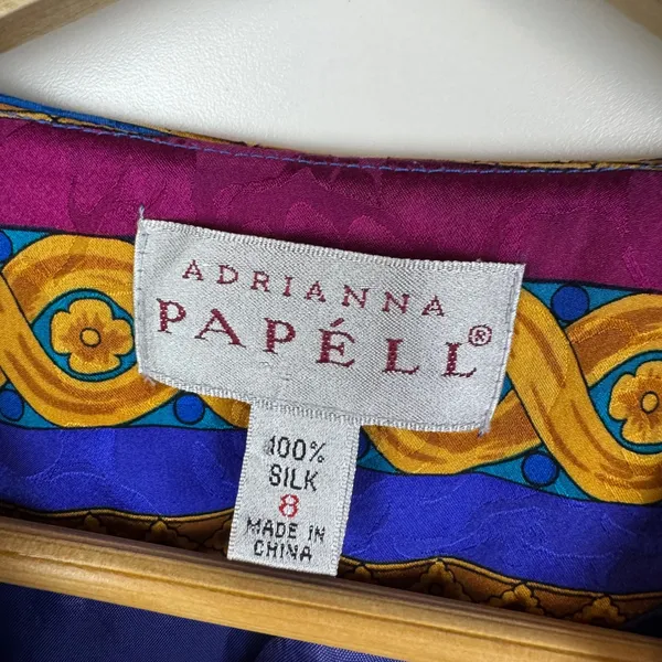 Adrianna Papell VTG 100% Silk Baroque Blazer Jacket Size‎ 8 Colorful Maximalist - Image 7