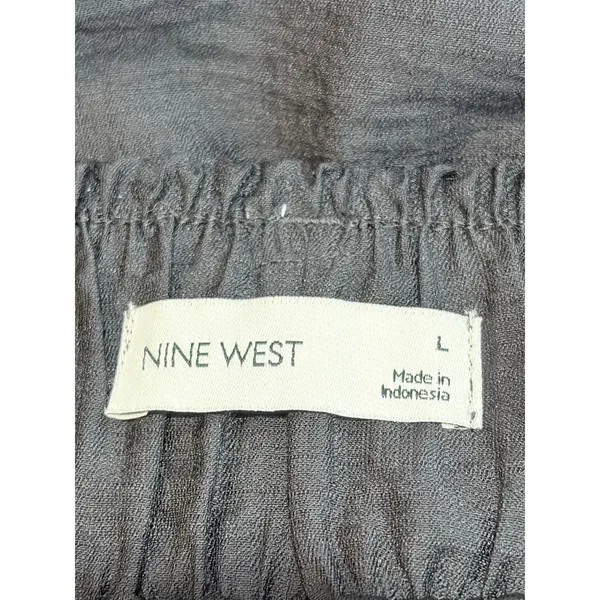 Minimalist Black Midi Skirt Elastic Waist Belt Loops Nine West L Whimsigoth - Image 3