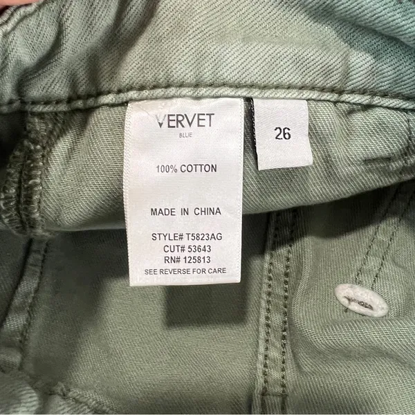 Vervet Cargo Wide Leg Jeans Army Green High Rise Utility 100% Cotton Size 26 - Image 11