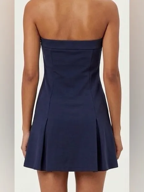 Altar'd State Navy Strapless Mini Dress with Bow Accents Size Large - Image 2