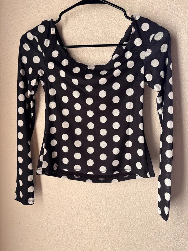 Polka Dot Long Sleeve Cowl neck Top - Image 3