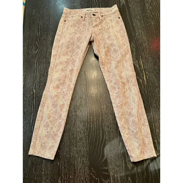 Rich & Skinny Women's Size 24 Pink reptile print Skinny Jeans Stretch Denim - Image 2