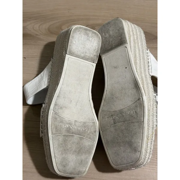 Franco Sarto Clave Espadrille Wedge Sandals White 8.5 M Womens Croc Leather - Image 6