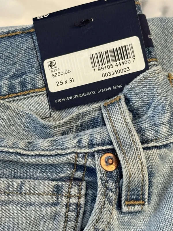New Levi's 25x31 Blue Label Women's Drop Barrel Jeans Aqua Marine Japanese - Image 9