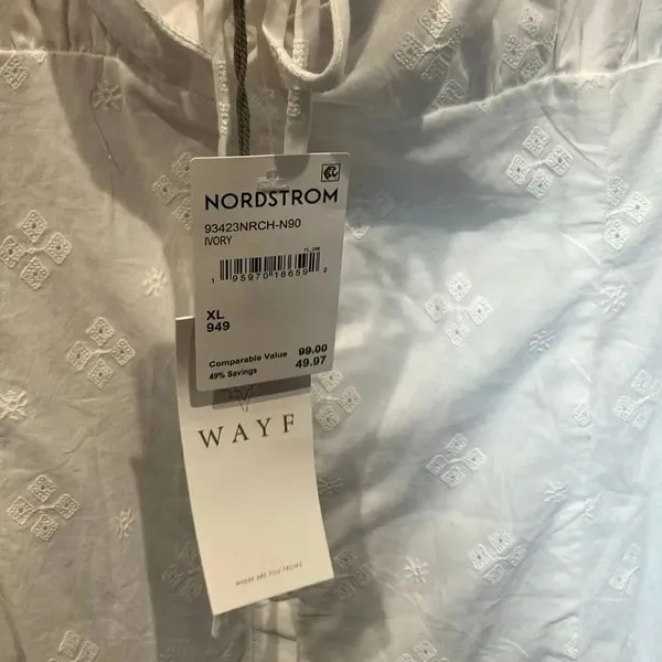 WAYF A-Line Embroidered Button White Dress XL NEW Bridal Shower #200 - Image 9