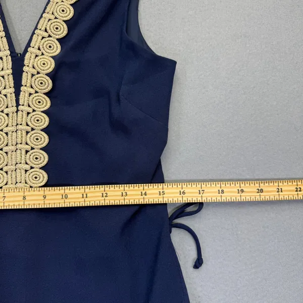 Lilly Pulitzer Navy Blue Gold Soutache Trim Shift Dress 30375 Womens Size 0‎ - Image 5